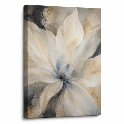 Neutral Abstract Flower Floating Frame Wall Art - Frameless white background SKU