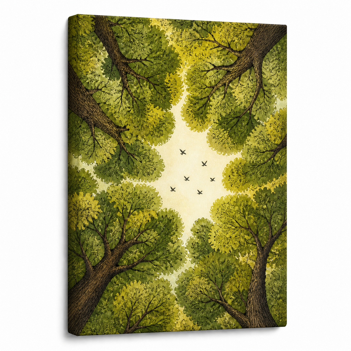Forest Canopy Birds Floating Frame Wall Art - Frameless white background SKU
