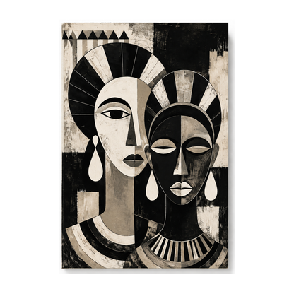 Overlapping Geometric Faces Abstract Canvas Wall Art — styled room view, image 4