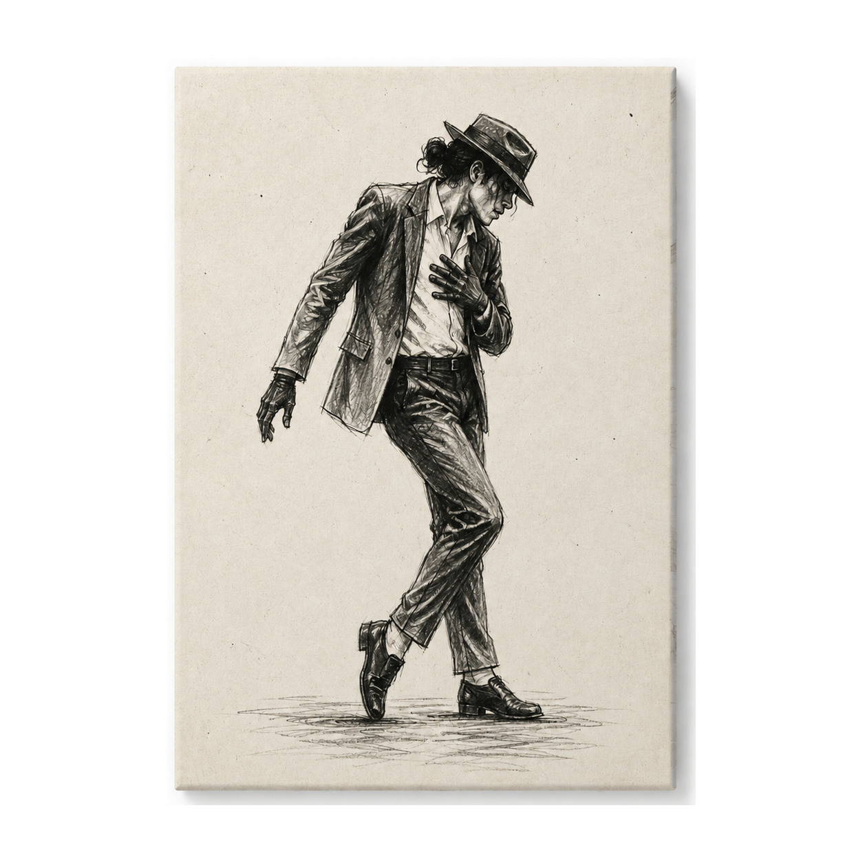 Forward Leaning Dancer Charcoal Sketch Canvas Wall Art — styled room view, image 4