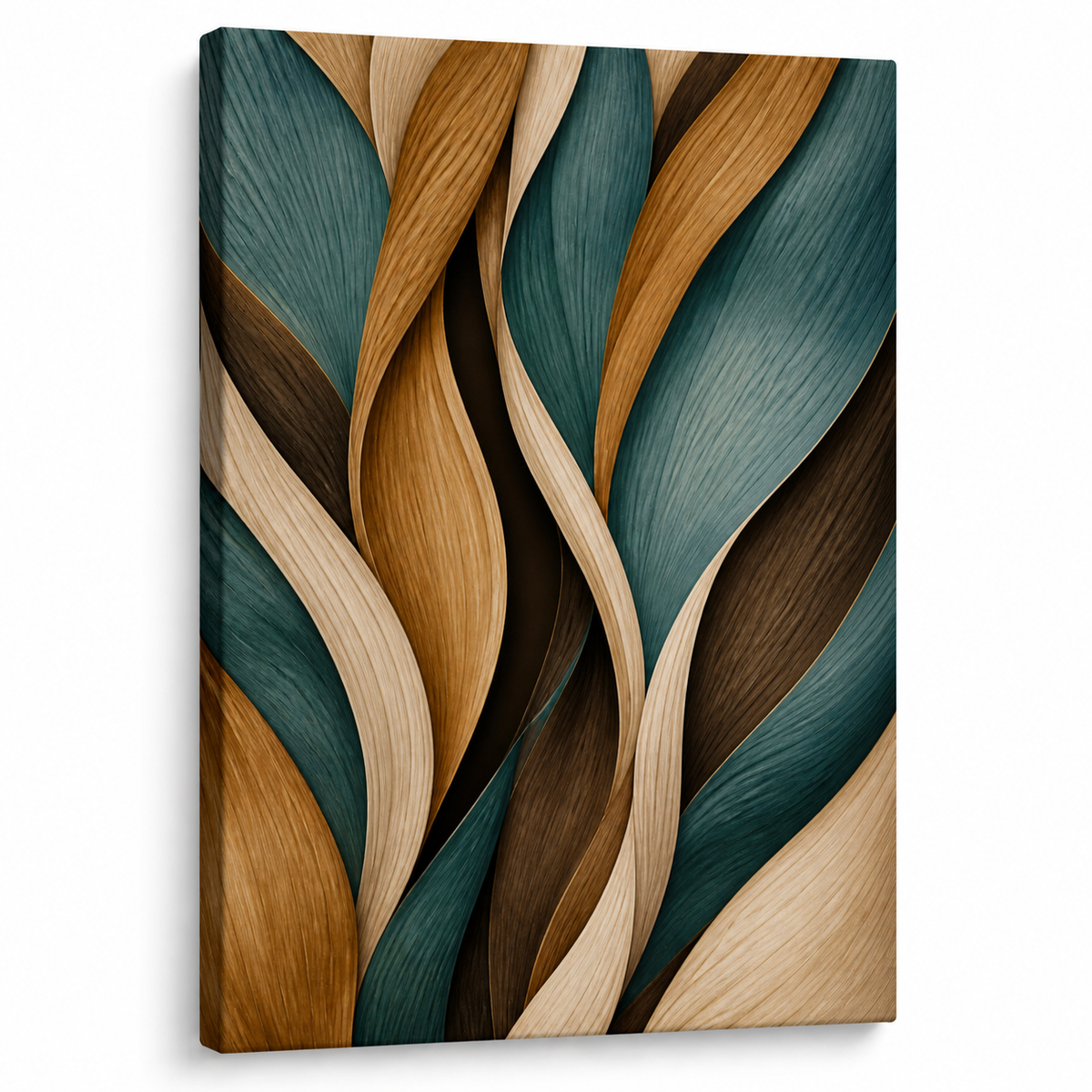 Woven Ribbon Leaves Canvas Wall Art - Frameless white background SKU