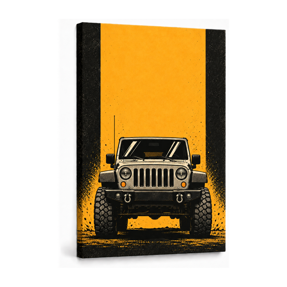 front-view retro off-road SUV stretched canvas print