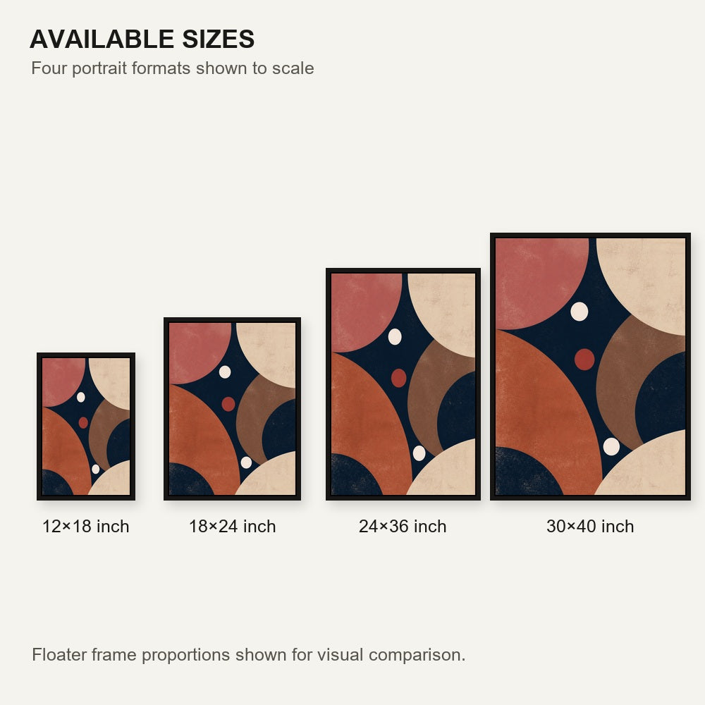 navy-dusty-rose-geometric-circles-floating-frame-wall-art | size-comparison