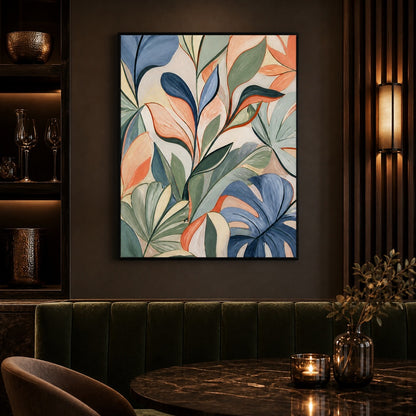 sage-blue-abstract-botanical-leaves-floating-frame-wall-art | wall-scene-secondary