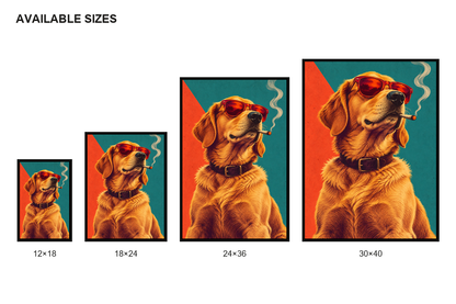 Cool Golden Dog Sunglasses Retro Canvas Wall Art size comparison guide