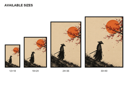 Wandering Samurai Blossom Sun Canvas Wall Art size comparison guide