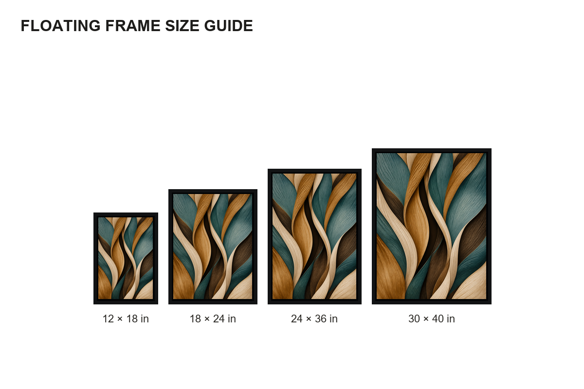Woven Ribbon Leaves Canvas Wall Art - Floating Frame Size Guide